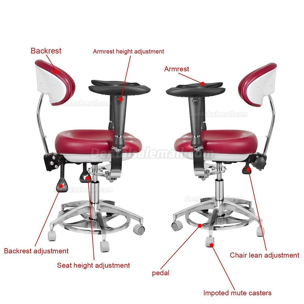 Ergonomic Dental Microscope Stool with Armrest Dentist Surgeon Chair Adjustable Microsurgical Stool